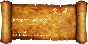 Kopper Anikó névjegykártya